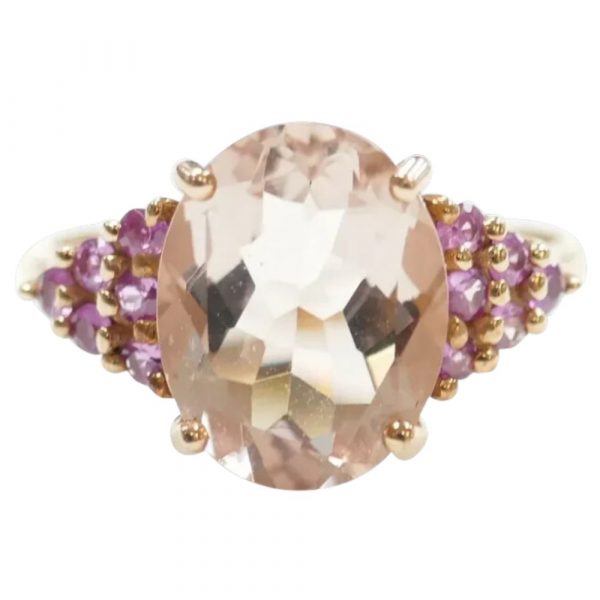 Morganite and Ruby 2.77 ctw Ring 10k Rose Gold