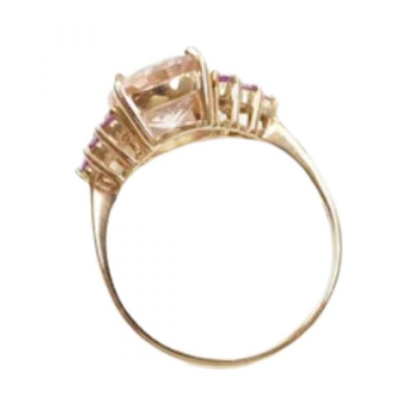 Morganite and Ruby 2.77 ctw Ring 10k Rose Gold top view