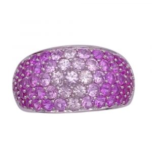 Ombré Pink Sapphire Ring 14K White Gold 5.90 Carat TW