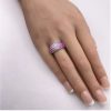 Ombré Pink Sapphire Ring 14K White Gold 5.90 Carat TW hand