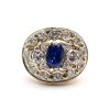 Oval Ink Blue Sapphire and Diamond Cocktail Ring