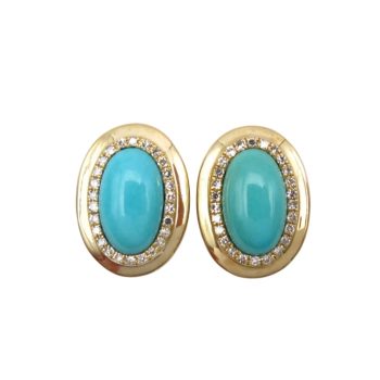 Persian Turquoise Diamond Halo Earrings