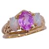 Pink Sapphire 1.66 Carat and Opal Cathedral Ring 14K