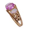 Pink Sapphire 1.66 Carat and Opal Cathedral Ring 14K side