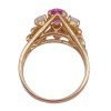 Pink Sapphire 1.66 Carat and Opal Cathedral Ring 14K top