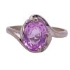 Pink Sapphire Solitaire Vintage Ring 2.60 Carat 10K White Gold front