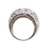 Pink Sapphire and Diamond 2.91 ctw Domed Fashion Ring with Heart Accents 18k White Gold top view