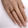 Pink Tourmaline and Diamond Ring 14K Gold 2.64 Carat TGW, Flower Design hand