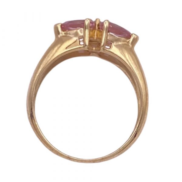 Pink Tourmaline and Diamond Ring 14K Gold 2.64 Carat TGW, Flower Design top