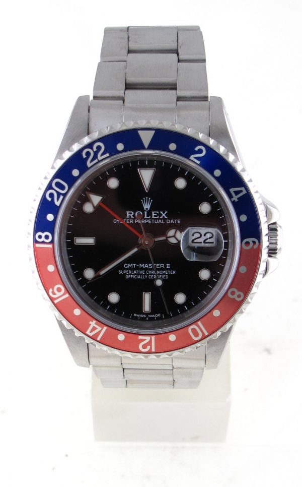 Pre-Owned Rolex GMT Master II (1989) Stainless Steel Model 16710 Front