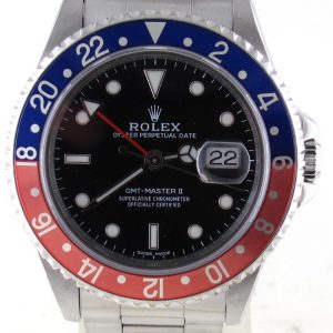 Pre-Owned Rolex GMT Master II (1989) Stainless Steel Model 16710 Front Close