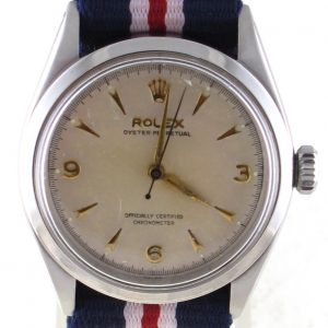 Pre-Owned Vintage Rolex Oyster Perpetual (1954) Stainless Steel On Nato Band Model 6284 Front Close