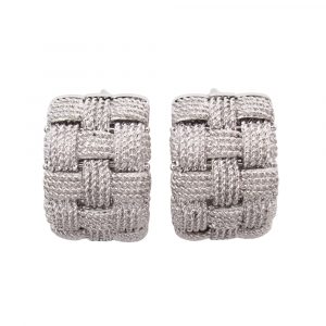 Roberto Coin Woven Knot Earrings 18k White Gold