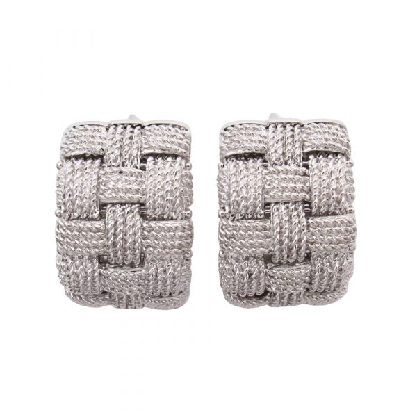 Roberto Coin Woven Knot Earrings 18k White Gold