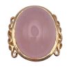 Rose Quartz Cabochon Vintage Ring 14K Yellow Gold