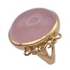 Rose Quartz Cabochon Vintage Ring 14K Yellow Gold side