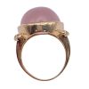 Rose Quartz Cabochon Vintage Ring 14K Yellow Gold top view