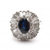 Sapphire Diamond Baguette Ballerina Ring White Gold