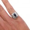 Sapphire Diamond Baguette Ballerina Ring White Gold Worn