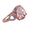 Sweet Cushion Cut Peach Morganite and and Diamond Ring 4.85 Carats TGW 14K Rose Gold side