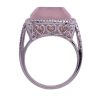 Vintage Big Statement Ring Quartz over Pink MOP Diamond Halo Ring 10K White Gold top