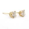 Yellow Gold 1 carat Diamond Stud Earrings Side