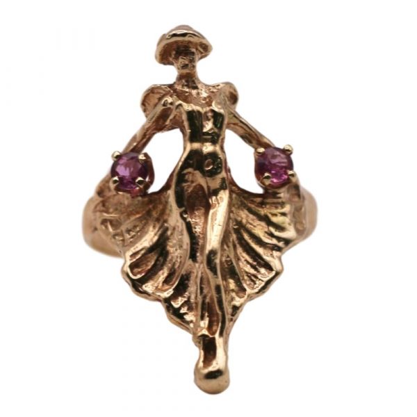 0.32ctw Ruby Art Nouveau Figural Woman Ring 14K