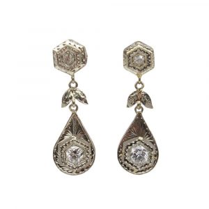 0.84ctw diamond dangle vintage earrings 14K