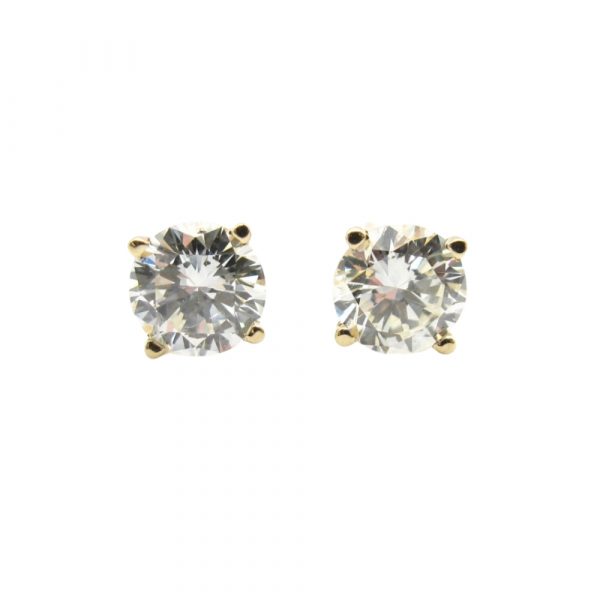 1 carat round diamond stud earrings 14ky 1.07ct