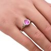 1.35ct Pink Sapphire Solitaire Art Deco Ring 18K worn