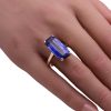 15.85ct Vintage Fancy Cut Lab Sapphire Solitaire Ring 10K worn