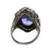 16.08ct Lab Sapphire & Enamel Vintage Filigree Ring 14K Two-Tone back