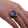 16.08ct Lab Sapphire & Enamel Vintage Filigree Ring 14K Two-Tone worn