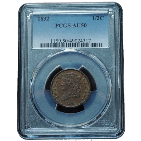 1832 Classic Head Half Cent AU50 PCGS