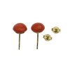 18K Red Coral Button Stud Earrings Top