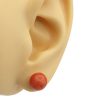 18K Red Coral Button Stud Earrings Worn