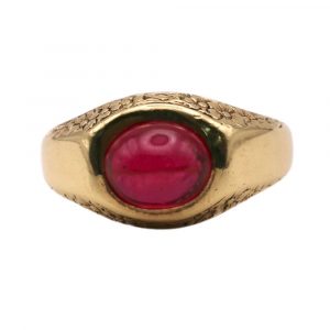 3.38ct Edwardian Era Ruby Cabochon Solitaire Ring 18k