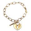 Heart lock and key oval link bracelet