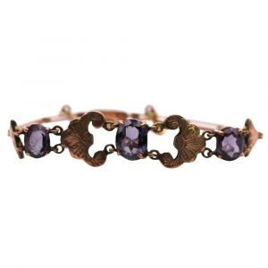 Victorian Hand Crafted Lab Alexandrite Bracelet, Egyptian Revival 10K circa 1870's