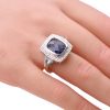 5.58ctw Tanzanite, Aquamarine and Diamond Ring 14K Two-Tone worn