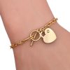 Heart Tag Diamond Accent Cable Bracelet Toggle Clasp 14K Worn