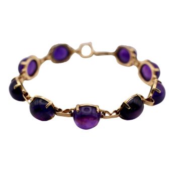 53.37ctw Amethyst Cabochon Line Bracelet 14K side