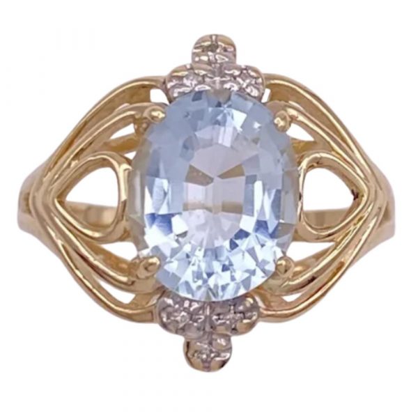 Aquamarine and Diamond Ring 2.45 Carat TGW 14K Two-Tone Gold