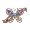 Colorful Three Dimensional Butterfly Bangle Bracelet Yellow Gold