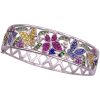 Colorful Gemstone Butterfly Bangle Bracelet White Gold