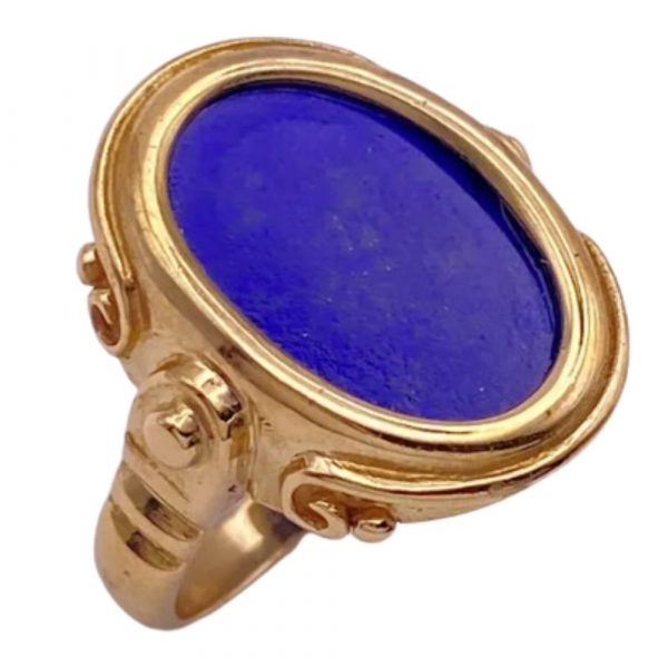 Lapis Lazuli Vintage Ring 18K Gold side