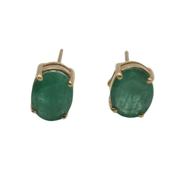 Natural Emerald 2.44ctw Oval Stud Earrings 14K