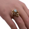 Natural Opal & Seed Pearl Vintage Ring 14K worn