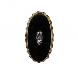 Onyx Vintage Big Ring with Diamond Accent