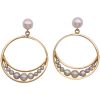 Pearl Door-Knocker Hoop Earrings 14K Gold